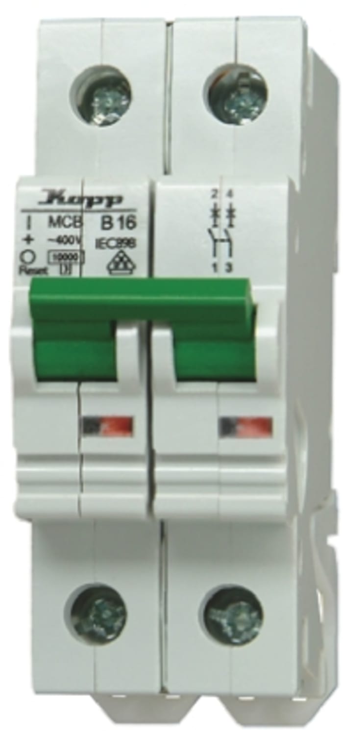 Interruptor automático 2P, 16A, Curva Tipo B, Poder de corte 10 kA 7216.2000.8