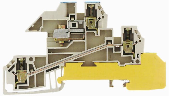 Bloc de jonction rail DIN sans fusible Weidmuller WDL, 2.5mm², A visser, Marron