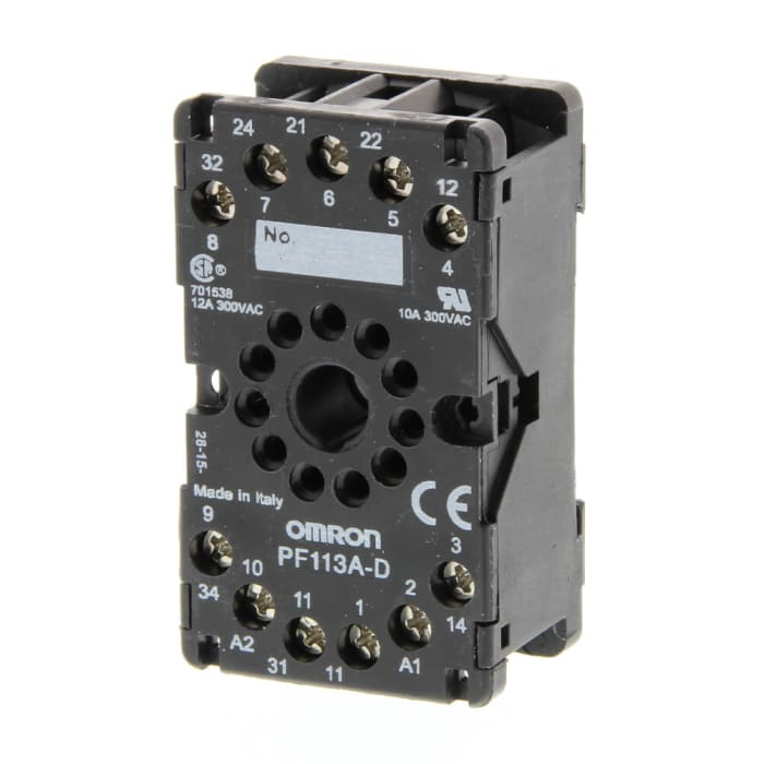 Omron 11 Pin 250V ac DIN Rail Relay Socket, for use with MKS Series