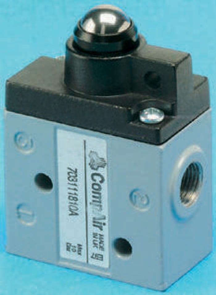 Parker Plunger 3/2 Pneumatic Manual Control Valve 70 Series, G 1/8, 1/8in