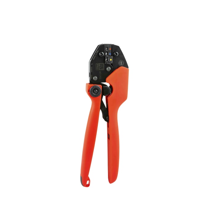 RS PRO Hand Ratcheting Crimp Tool for Insulated terminals red, blue, yellow, 0.5 → 6mm² Wire