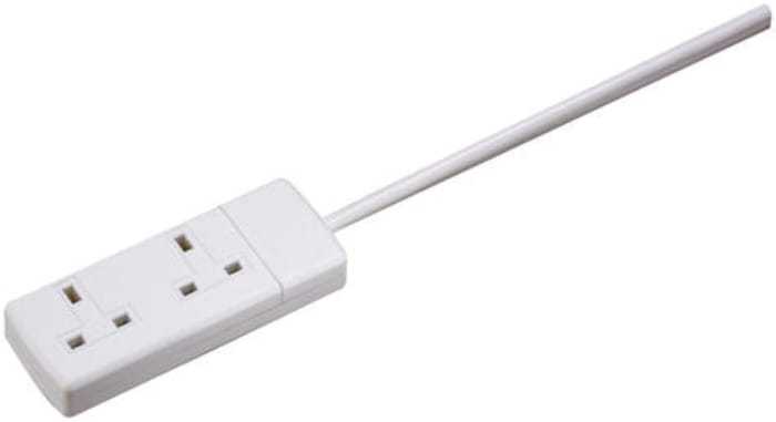 Type G - British 2 Gang Extension socket, 10m Cable, 240 V ac
