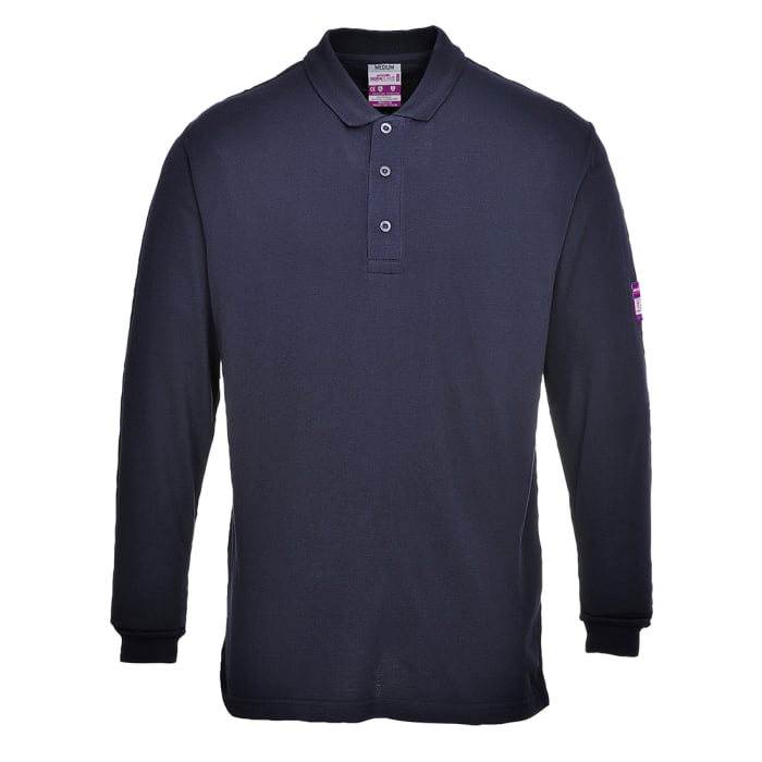 Polo manches longues Portwest, Bleu marine, taille XL, en 1 % fibre de carbone, 60 % modacrylique, Coton