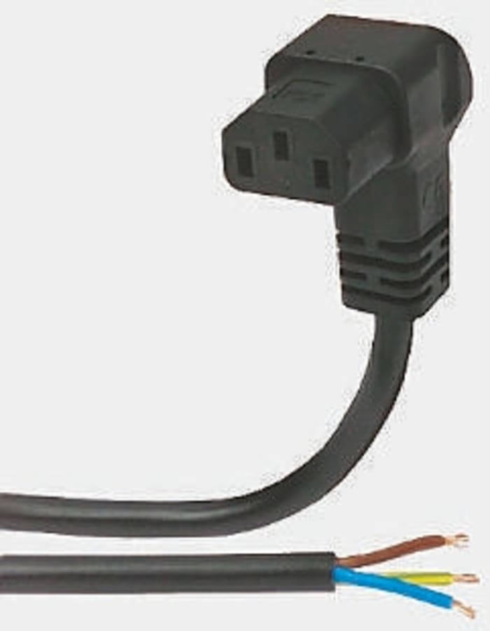 Napájecí kabel 2m, Černá, 10 A, 250 V RS PRO
