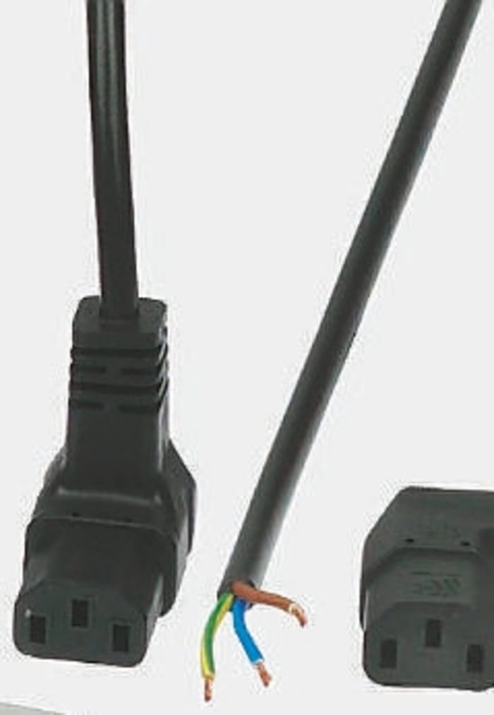 Power Cord C13 top angle one end 2m
