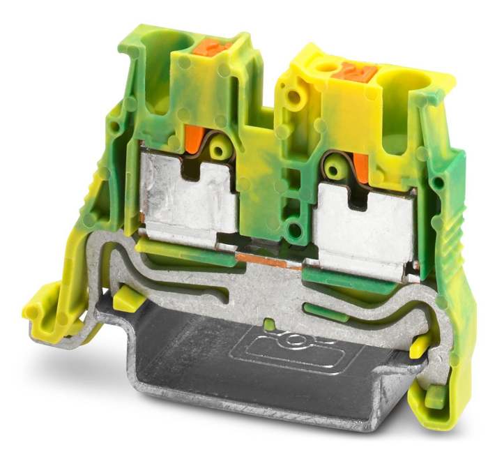 Phoenix Contact 1073555 5-NS 35, MPT 2 Series Green/Yellow, 2.5mm², 1-Level, Push In Termination