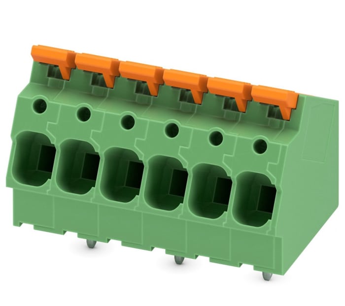 Phoenix Contact 5-ZB, LPTA 6/ 6-7 Series PCB Terminal Block, 6-Contact, 7.5mm Pitch, PCB Mount, 1-Row, PCB Termination