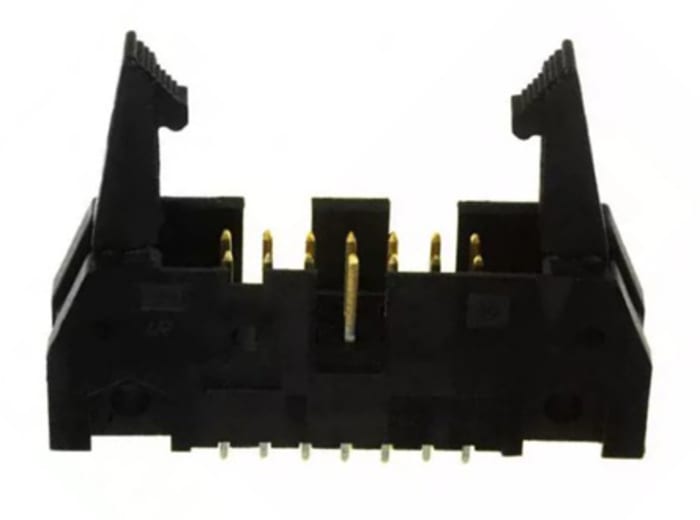 TE Connectivity AMP-LATCH Series Straight Through Hole PCB Header, 14 Contact(s), 2.54mm Pitch, 2 Row(s), Shrouded