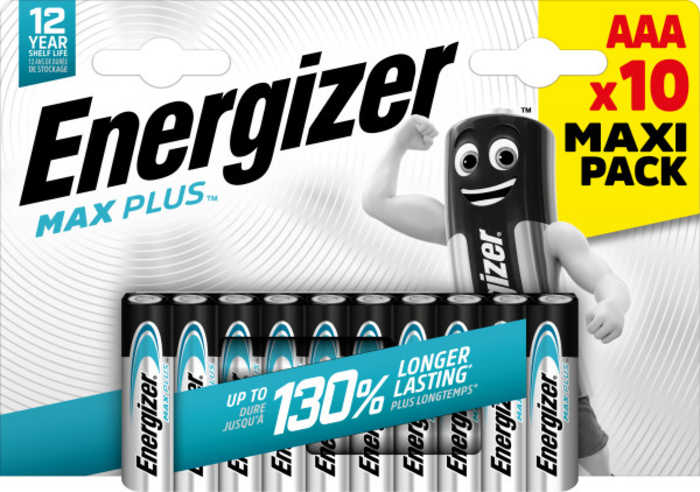 Energizer MAX PLUS Alkaline, Zinc Manganese Dioxide AAA Batteries 1.5V
