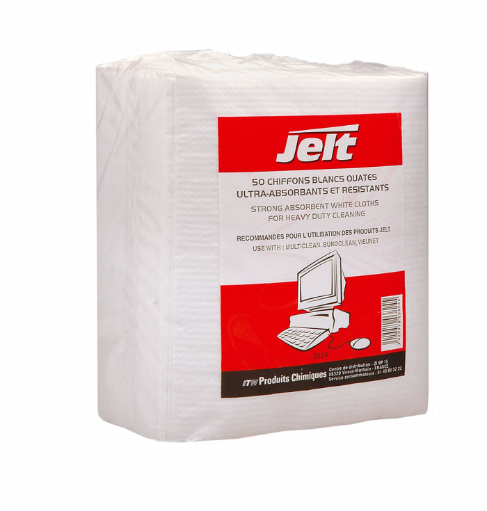 Jelt WHITE Wipes Dry Electronics Wipes, Pack of 50, 300 x 400mm
