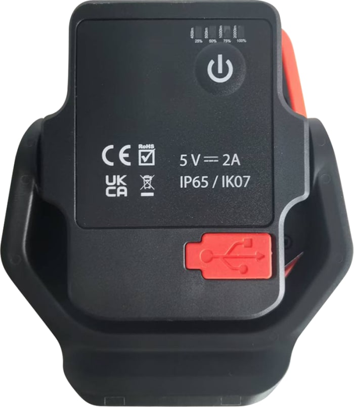 RS PRO Rechargeable LED Work Light, 2000 lumens, USB-C Plug, 5 V, IP65
