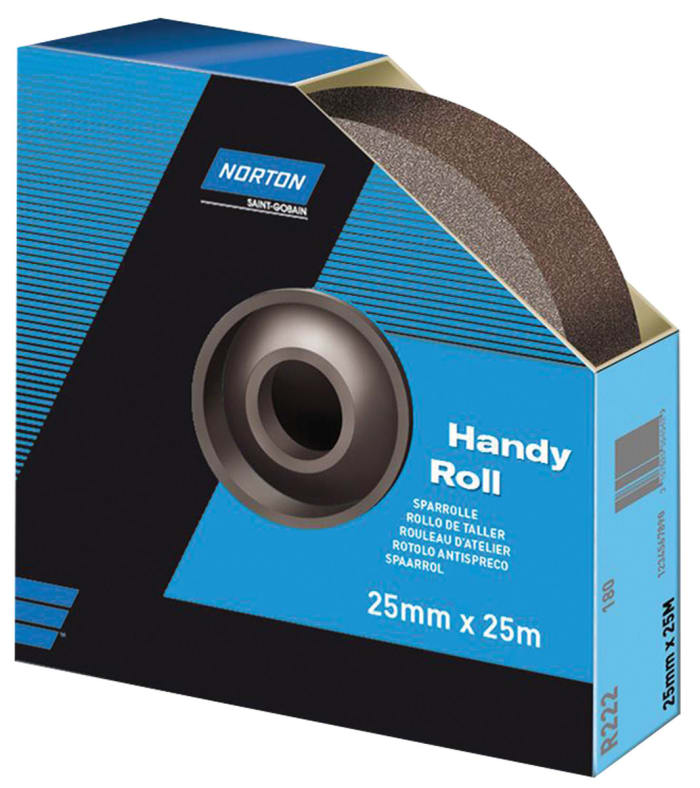Norton P60 Grit Medium Sandpaper Roll, 25m x 38mm