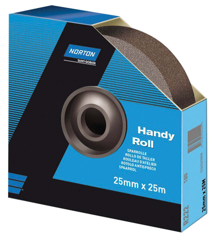 Norton P100 Grit Fine Sandpaper Roll, 25m x 38mm