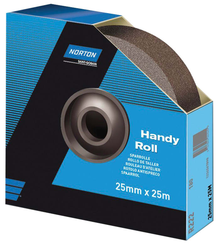 Norton P180 Grit Very Fine Sandpaper Roll, 25m x 38mm