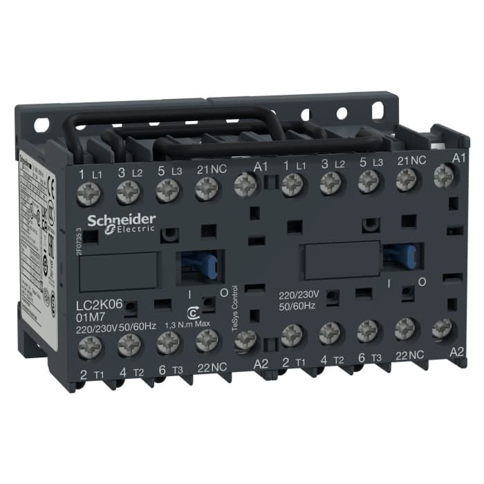 Schneider Electric TeSys K LC2K Reversing Contactor, 24 V ac Coil, 3-Pole, 9 A, 4 kW, 3NO, 690 V ac