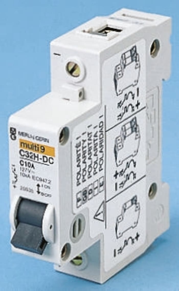 Merlin Gerin C32H MCB Mini Circuit Breaker1P, 10A Curve C, 127V DC, 10 kA Breaking Capacity