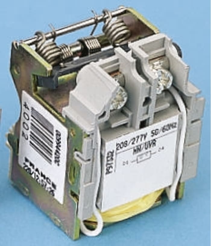 208 → 277 V ac Voltage Release Shunt trip for use with MN Series, NB 400 → 600 Series, NR 100 →