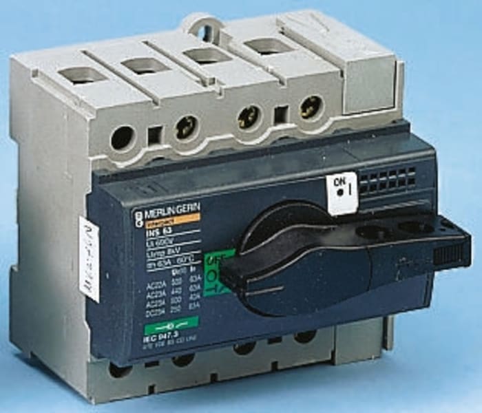 Interrupteur-sectionneur Schneider Electric, 3P, 63A, 250 V dc, 500V c.a.