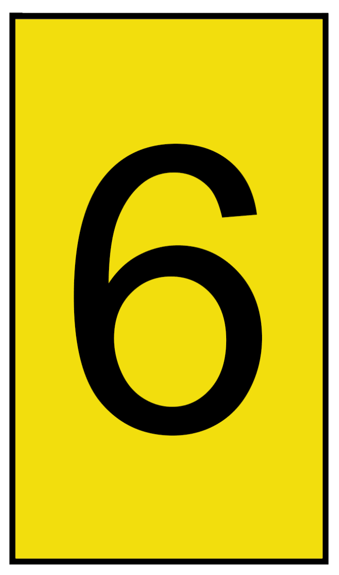 HellermannTyton Ovalgrip Slide On Cable Markers, Black on Yellow, Pre-printed "6", 2.5 → 6mm Cable, 901-10177