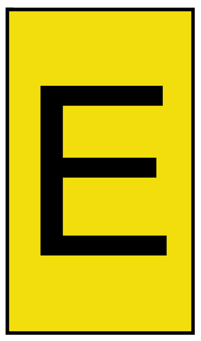 HellermannTyton Ovalgrip Slide-On Cable Marker, Black, Pre-printed "E", 6 mm Cable Yellow, 2.5 mm Cable, 901-10187