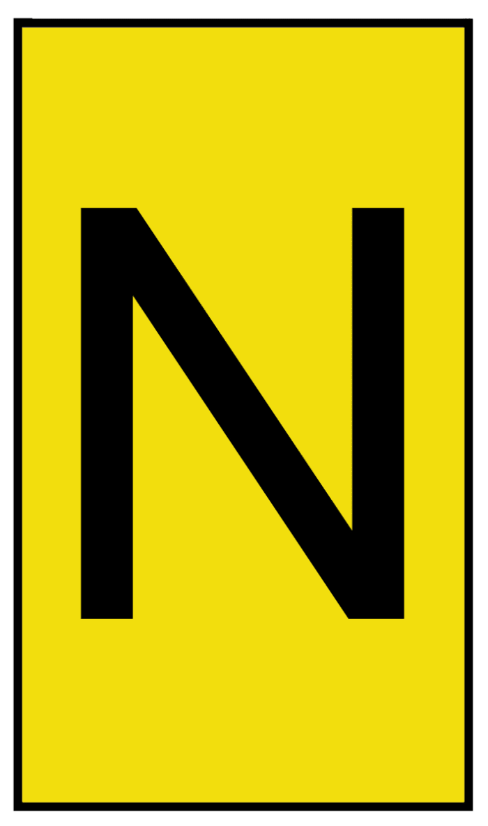 HellermannTyton Ovalgrip Slide-On Cable Marker, Black, Pre-printed "N", 6 mm Cable Yellow, 2.5 mm Cable, 901-10196