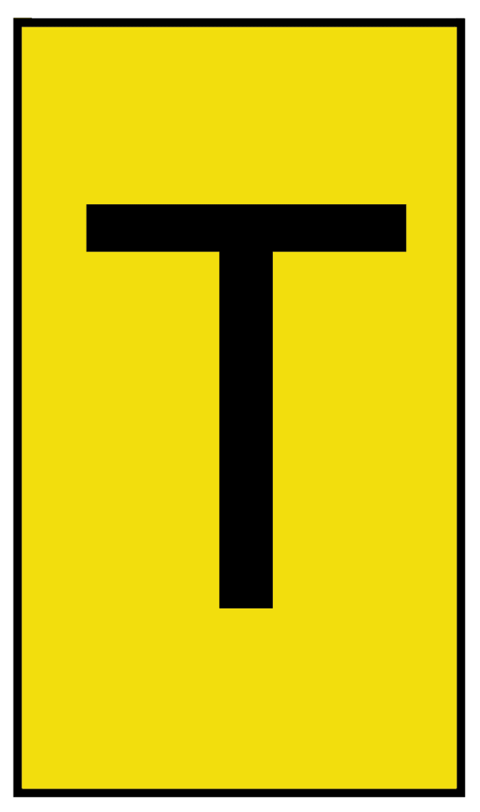 HellermannTyton Ovalgrip Slide On Cable Markers, Black on Yellow, Pre-printed ""T"", 2.5 → 6mm Cable, 901-10201