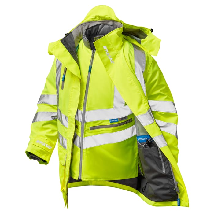 Gilet grand froid Jaune Respirant, Imperméable PULSAR, taille L, Bande Velcro, Fermeture à glissière