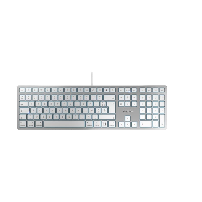 Cherry CHERRY KC 6000 C SLIM Wired USB Mac Keyboard, AZERTY (France), Silver, White