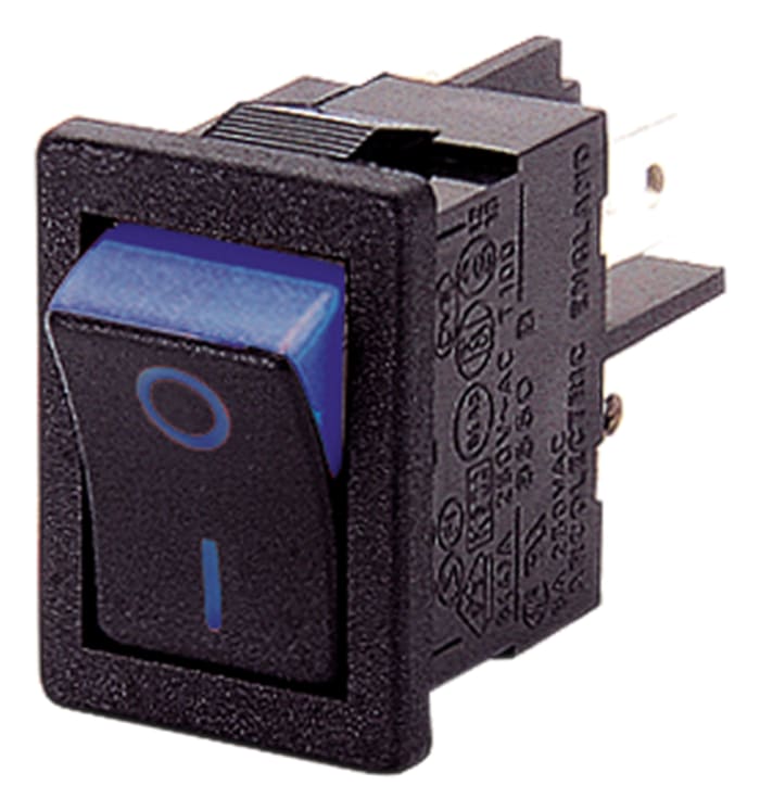 Interruptor de balancín, H8550XBAAD, Contacto DPST, On-Off, 10 A, No, Azul