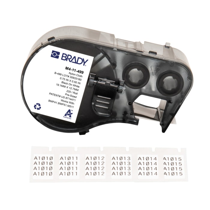 Brady Black on White, Black Label, 19.05 mm Length, 12.7 mm Width, 19.05 mm Label Length, 12.7 mm Label Width
