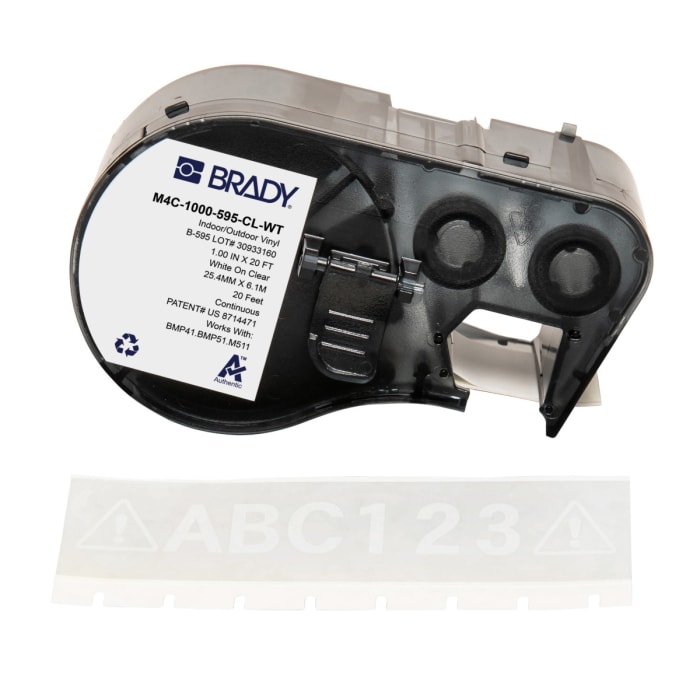 Brady B-595 on White on Transparent Label, 25.40 mm Width