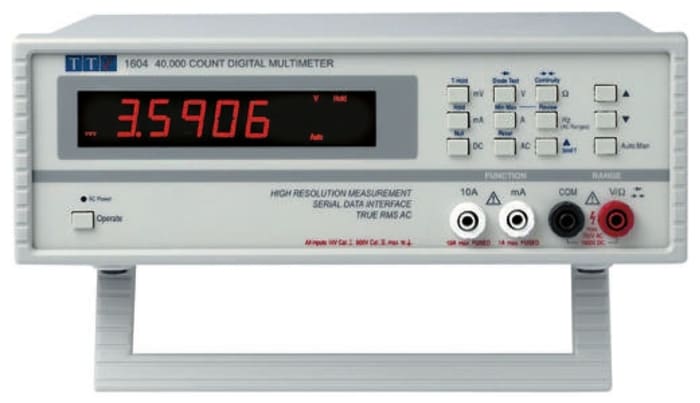 Aim-TTi 1604 Bench Digital Multimeter, True RMS, 10A ac Max, 10A dc Max, 750V ac Max - RS Calibrated