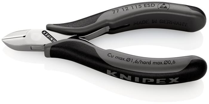 Alicate de corte diagonal de precisión Knipex, capacidad de corte 1.6mm, long. total 115 mm, , , ESD