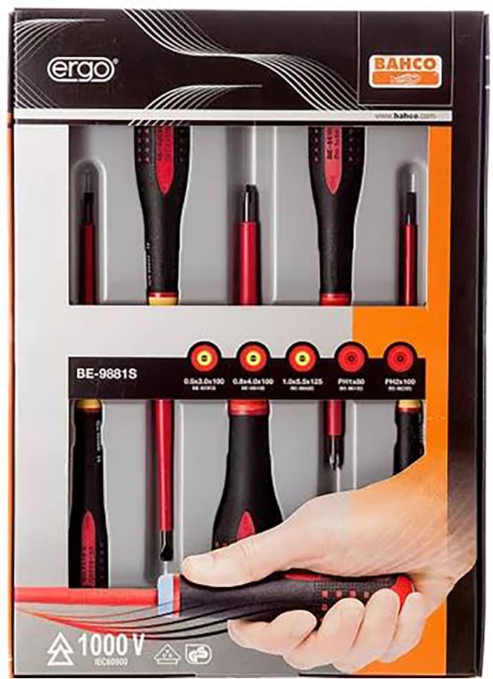 Bahco Phillips Slotted Insulated Screwdriver Set 5 Piece