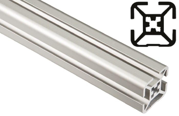 FlexLink Silver Aluminium Profile Strut, 30 x 30 mm, 7.2mm Groove, 3000mm Length, Series XF