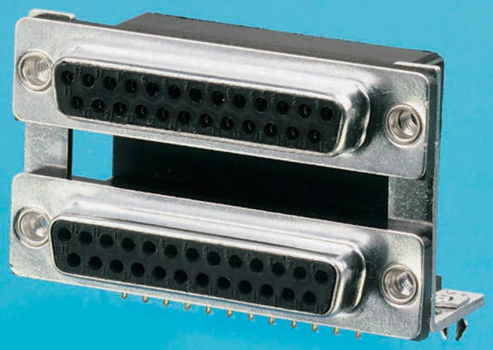 RS PRO 9 Way Stacked PCB D-Sub Connector Socket, 2.77mm Pitch, with 4-40 UNC Inserts