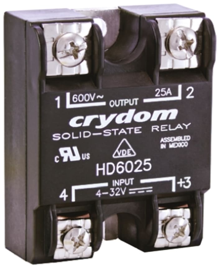Sensata Crydom Solid State Relay, 25 A Load, Panel Mount, 660 V ac Load, 32 V Control