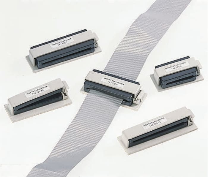 Wurth Elektronik 4W620 Openable Flat Cable Ferrite Core, 40 max. wires, Split Core, Inner dims. 63 x 13mm