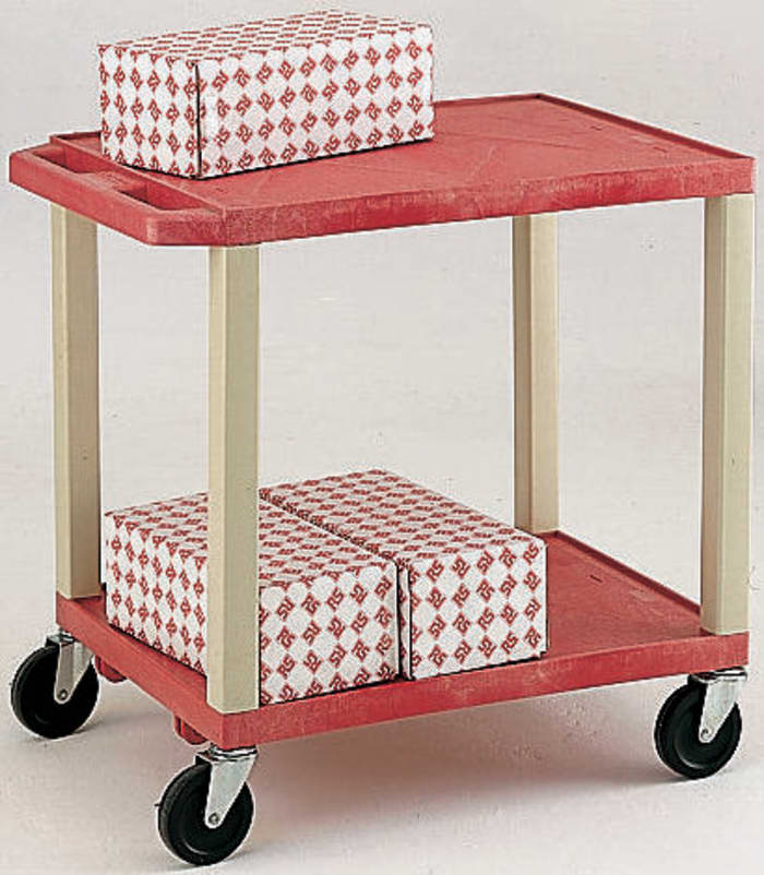CHARIOT 2 PLATEAUX PLASTIQUE 4 ROULETTES