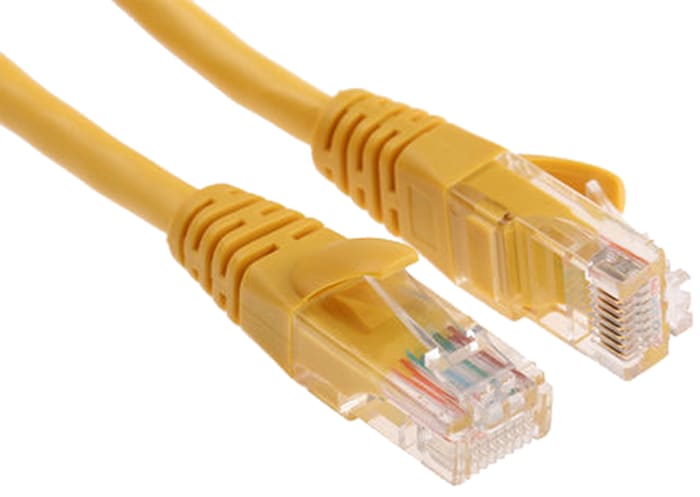 Decelect, 5 m Cat5e Ethernet Cable, Yellow Polyvinyl Chloride Sheath Unscreened, Unshielded