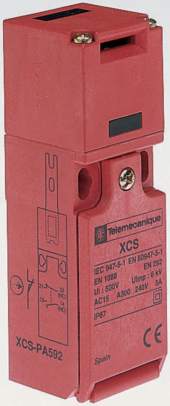 Telemecanique Sensors XCSPA Safety Interlock Switch, 1NC/1NO, Keyed, Glass Fibre Reinforced Nylon