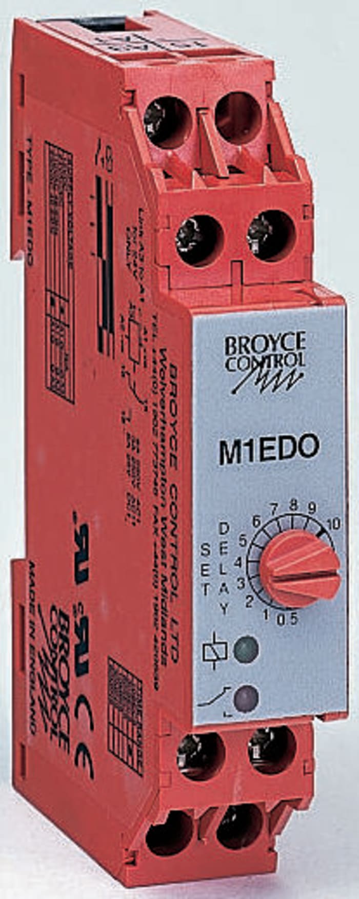 Broyce Control DIN Rail Mount Time Delay Relay, 24V ac, 1-Contact, 0.5 → 10s, 1-Function, SPDT