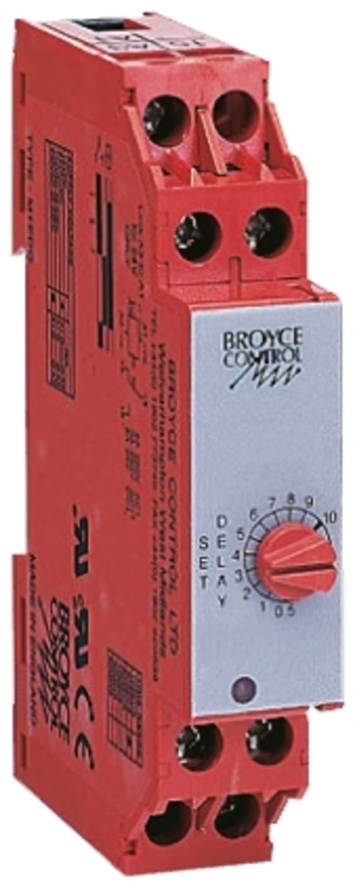 Broyce Control DIN Rail Mount Time Delay Relay, 24V ac, 1-Contact, 0.5 → 10min, 1-Function, SPDT