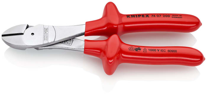 Alicate de corte diagonal de fuerza Knipex, capacidad de corte 4.2mm, long. total 200 mm, aprobado VDE