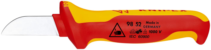 Knipex Cable Knife insulating multi-component handle, VDE/1000V, 190 mm Overall, 50 mm Blade, Bimaterial Handle