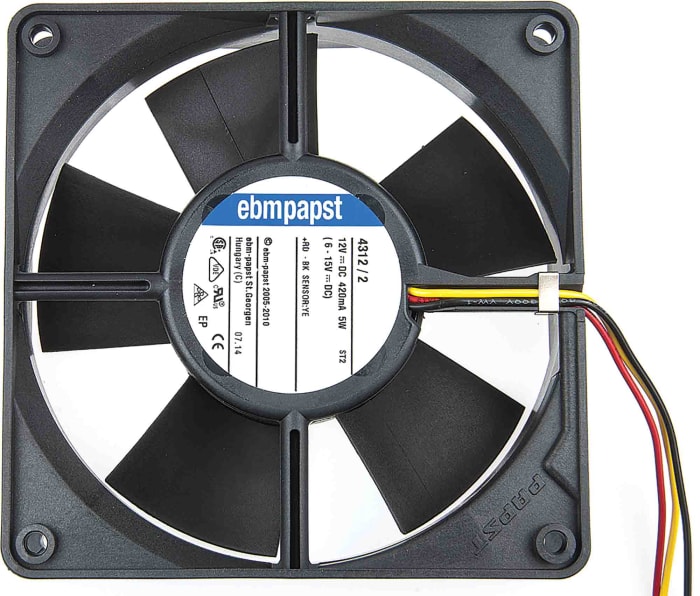 ebm-papst L Series Axial Fan, 24 V dc, DC Operation, 166m³/h, 4.3W, 120mA Max, 119 x 119 x 32mm