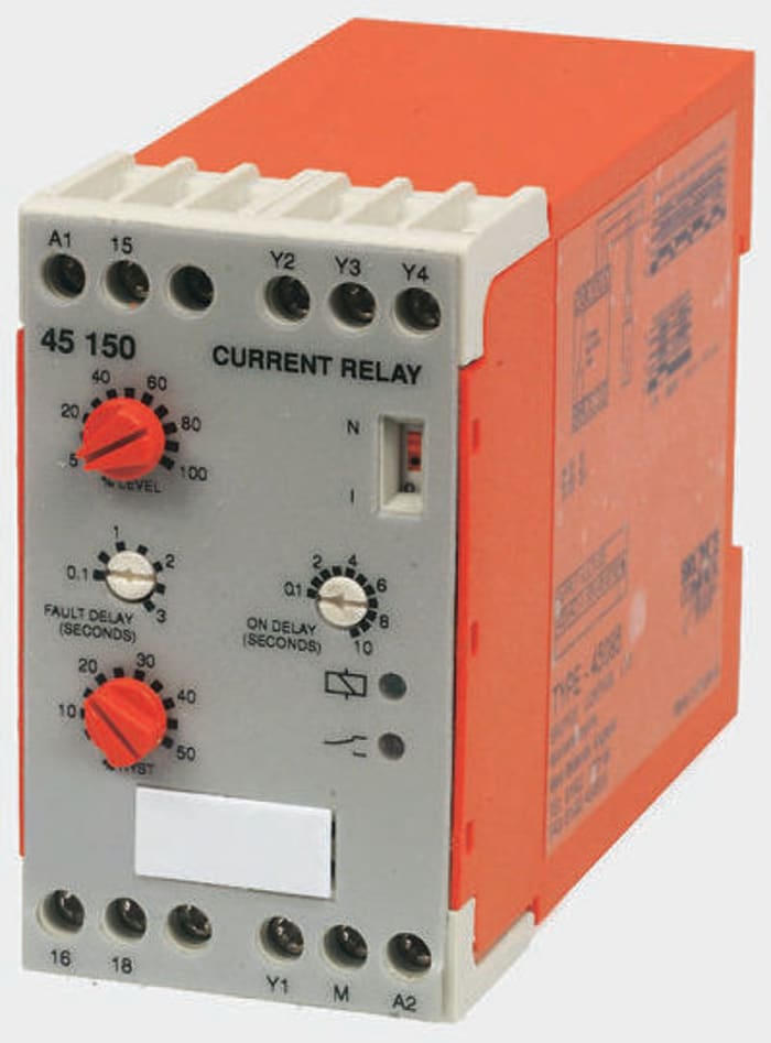 Broyce Control Current Monitoring Relay, 1 Phase, SPDT, DIN Rail