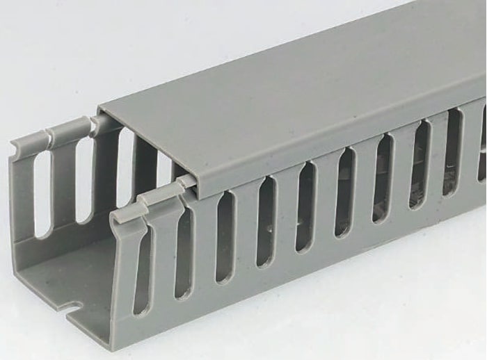 Kabelové rozdvojky Drážkovaný kabelovod PVC Otevřený barva Šedá 40 mm x 60mm x 2m RS PRO