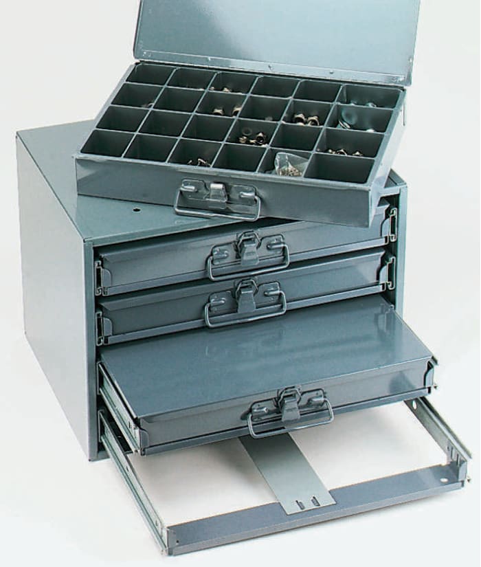Durham, Durham 24 Cell Grey Steel Compartment Box, 76mm x 457mm x 304mm, 303-4703