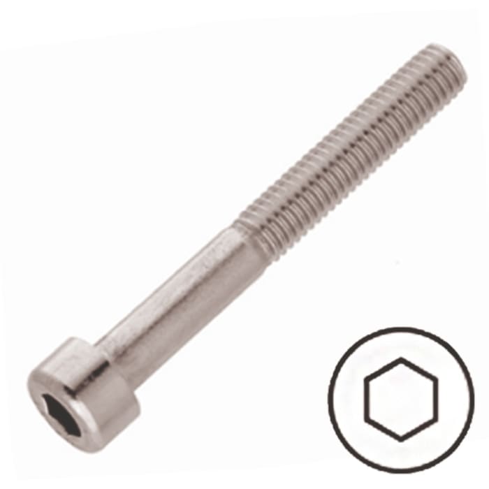 RS PRO Plain Stainless Steel Hex Socket Cap Screw, M12 x 70mm